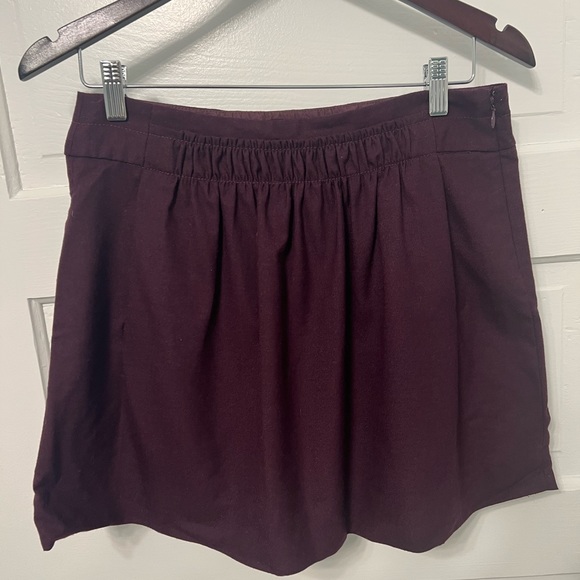 J. Crew purple wool blend lined short skirt. Ann Taylor XS coordinating sweater - Picture 5 of 7